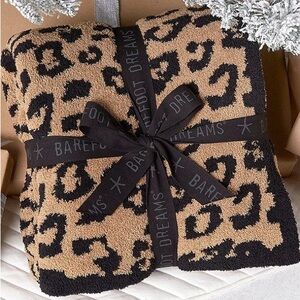Barefoot Dreams Leopard Print Plush Throw in Tan and Black